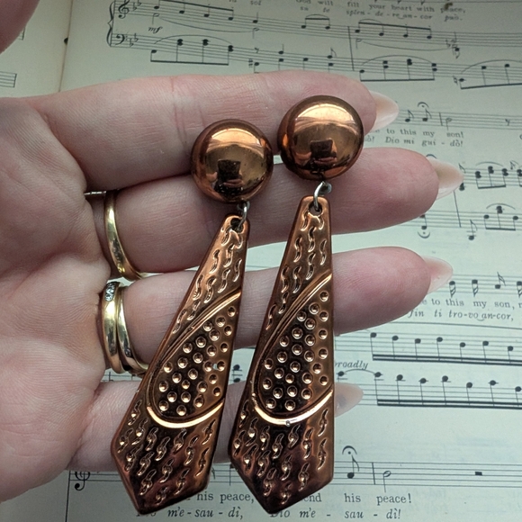 Copper Dangle Earrings - Picture 10 of 11